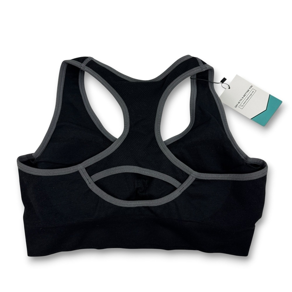 Healthyoga Sports Bra Sz XXXL 3XL Athletic Yoga Running Black Racer Back Top NWT - Picture 4 of 10